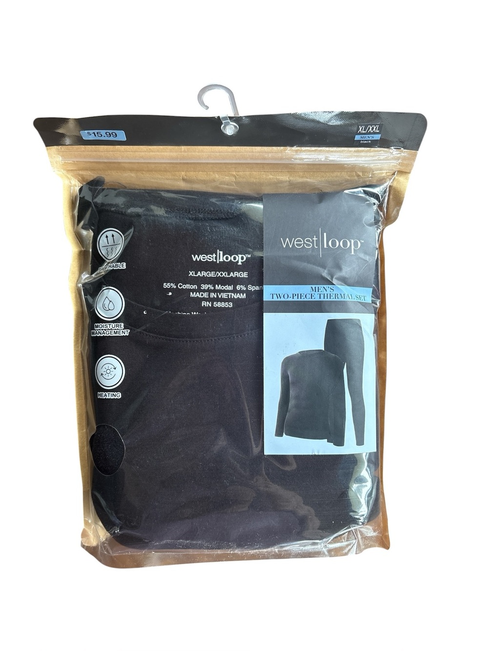 west loop men's thermal set - black